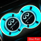 2pcs Infiniti Logo Car Water Coasters 7-color LED Light Cup Mat Holder