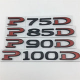 Tesla P75D P85D P90D P100D Letter Metal Car Rear Sticker Decal Emblem Badge