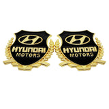 2PCS Hyundai Metal Car Rear Sticker Shield Trunk Emblem Badge Decal