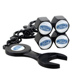 4pcs/set Ford Mustang Wolf Logo Car Air Valve Stem Cap Auto Tyre Valve Covers with Wrench