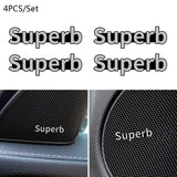 4pcs/set Skoda Fabia Superb Metal Car Stereo Sticker Auto Audio Emblem Decal