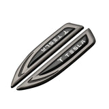2pcs Tesla Metal Car Side Fender Emblem Sticker Decal
