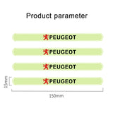 4pcs Peugeot Luminous Car Door Bumper Strip Anti-collision Protection Sticker