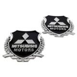 2PCS Mitsubishi Metal Car Rear Sticker Shield Trunk Emblem Badge Decal