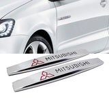 2pcs Mitsubishi Metal Car Fender Side Badge Decal Rear Emblem Sticker