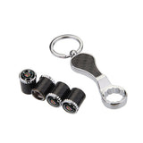 4pcs/set Cadillac Logo Carbon Fiber Car Air Valve Stem Caps Auto Tyre Valve Covers with Wrench