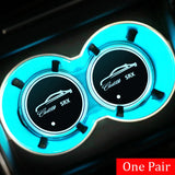 2pcs Cadillac Logo Car Water Coasters 7-color LED Light Cup Mat Holder