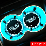 2pcs Cadillac Logo Car Water Coasters 7-color LED Light Cup Mat Holder