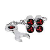 4pcs/set Mitsubishi Ralliart Logo Car Air Valve Stem Cap Auto Tyre Valve Covers with Wrench