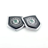 2PCS Skoda Metal Car Rear Sticker Shield Trunk Emblem Badge Decal