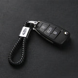 Subaru Logo PU Leather Braided Rope Car Keychain