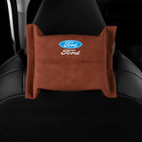 Ford Suede Car Tissue Box Holder Seat Back Hanging Napkin Storage Bag
