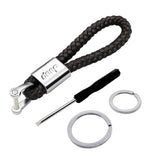 Jeep Logo PU Leather Braided Rope Car Keychain