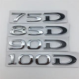 Tesla 75D 85D 90D 100D Letter Metal Car Rear Sticker Decal Emblem Badge