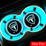 2pcs Tesla Logo Car Water Coasters 7-color LED Light Cup Mat Holder