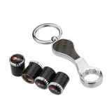 4pcs/set Audi Sline RS4 Logo Carbon Fiber Car Air Valve Stem Caps Auto Tyre Valve Covers with Wrench
