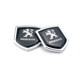 2PCS Peugeot Metal Car Rear Sticker Shield Trunk Emblem Badge Decal