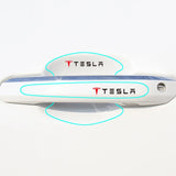 8pcs Tesla Car Door Handle Bowl Wrist Transparent Protector Anti-collision Decal