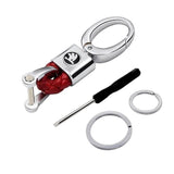 Skoda Logo PU Leather Braided Rope Car Keychain