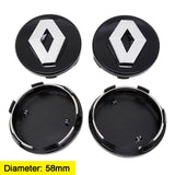 4pcs/set 58mm 57mm Renault ABS Car Wheel Hub Center Caps Covers