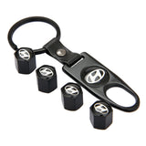 4pcs/set Hyundai Car Air Valve Stem Cap Auto Tyre Valve Covers with Keychain