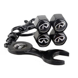 4pcs/set Infiniti Logo Car Air Valve Stem Cap Auto Tyre Valve Covers with Wrench