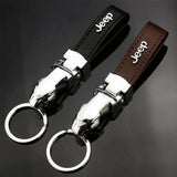 Jeep Leopard PU Leather Car Keychain Key Ring Pendant