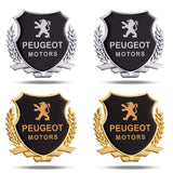2PCS Peugeot Metal Car Rear Sticker Shield Trunk Emblem Badge Decal