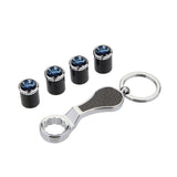 4pcs/set Ford Logo Carbon Fiber Car Air Valve Stem Caps Auto Tyre Valve Covers with Wrench
