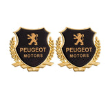 2PCS Peugeot Metal Car Rear Sticker Shield Trunk Emblem Badge Decal