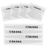 8pcs Skoda Car Door Handle Bowl Wrist Transparent Protector Anti-collision Decal