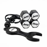 4pcs/set Jeep Logo Car Air Valve Stem Cap Auto Tyre Valve Covers with Wrench