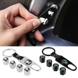 4pcs/set Skoda Car Air Valve Stem Cap Auto Tyre Valve Covers with Keychain