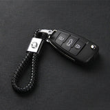 Skoda Logo PU Leather Braided Rope Car Keychain