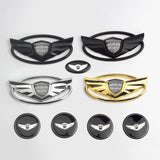 7pcs Hyundai GENESIS ABS Car Front Emblem Rear Badge Steering Wheel Sticker Wheel Center Hub Sticker