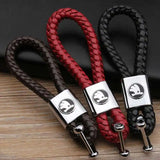 Skoda Logo PU Leather Braided Rope Car Keychain