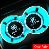 2pcs Buick Logo Car Water Coasters 7-color LED Light Cup Mat Holder