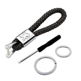 Peugeot Logo PU Leather Braided Rope Car Keychain