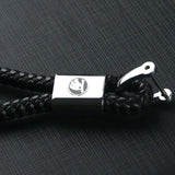 Skoda Logo PU Leather Braided Rope Car Keychain