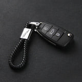 Jaguar Logo PU Leather Braided Rope Car Keychain