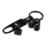 4pcs/set Ford Mustang Car Air Valve Stem Cap Auto Tyre Valve Covers with Keychain