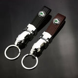 Skoda Leopard PU Leather Car Keychain Key Ring Pendant