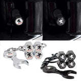 4pcs/set Peugeot Logo Car Air Valve Stem Cap Auto Tyre Valve Covers with Wrench