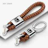 Honda Logo PU Leather Braided Rope Car Keychain