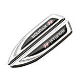 2pcs Hyundai Metal Car Fender Side Stickers Badge Decals