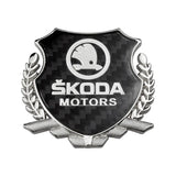Skoda Metal Carbon Fiber Car Rear Sticker Shield Trunk Emblem Badge Decal