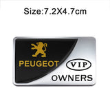 Peugeot VIP OWNERS Metal Car Stickers Rear Emblem Badge