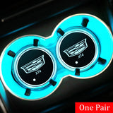 2pcs Cadillac Logo Car Water Coasters 7-color LED Light Cup Mat Holder