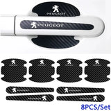 Peugeot Carbon Fiber Car Door Bowl Handle Anti-collision Protective Stickers Scratches Film