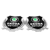 2PCS Skoda Metal Car Rear Sticker Shield Trunk Emblem Badge Decal